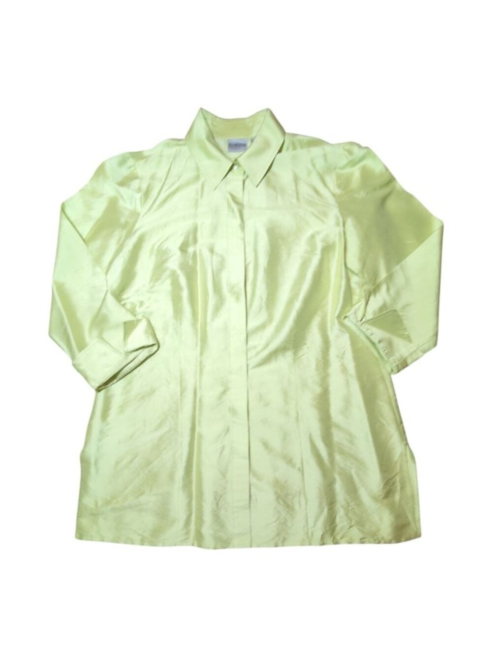 Chicos 100% Silk Top Blouse Size 2 (US 12 Large) Long Button-Up